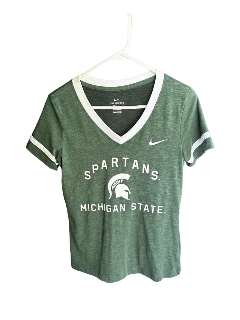 Nike Dri-Fit Michigan State Spartans Women’s Green Slim Fit NCAA T-Shirt Small